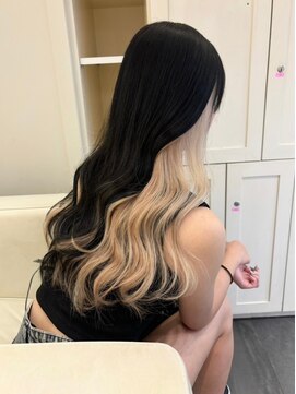 ベレーザ 渋谷(BELEZA) 9421黒髪ハイライトメッシュツートンカラー艶髪レイヤーロング