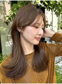 切りっぱなしボブエアリーロング美髪ピンクブラウン