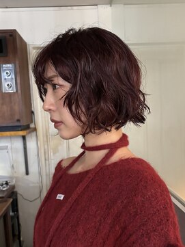 アンプラグド(unplugged) ボブパーマ　レッドブラウン　unplugged