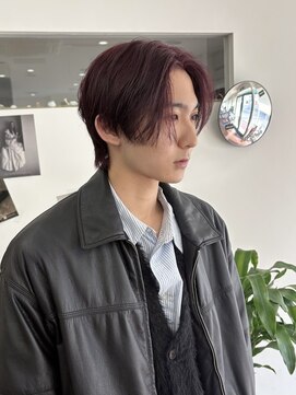 アロハナ 津店(ALOHANA) サンウォン/センターパート/ブリーチ/ワインレッド/ダウンパーマ