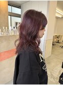 @ayumi.sand レッドピンク ブリーチなしカラー