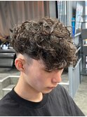 極道パーマスペインカールダークアッシュニュアンスパーマ