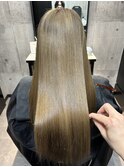 ロングヘアーシナモンベージュ髪質改善 赤坂見附