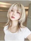 前髪ハイトーンカラーケアブリーチダブルカラー