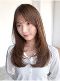 顔周りレイヤー韓国ヘアフェイスフレーミング暗めカラー_F30978