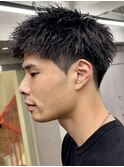 刈り上げアップバングスパイキーショートパーマスパイラルパーマ