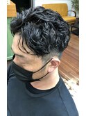ツーブロック　オールバック　メンズ　パーマ