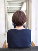 大人の小顔ショートボブ 30代40代50代60代 白髪染め 前髪あり