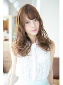 大人かわいい/レイヤーロング/グレーベージュ/前髪パーマ/幡ヶ谷