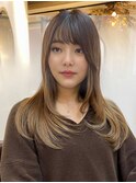 韓国レイヤー/韓国風/セミディ/ブリーチなし/顔まわり/レイヤー