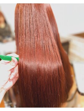 トゥルートラスト アン 下石田店(True Trust un) 大人可愛い透明感オレンジブラウン×エアストレート