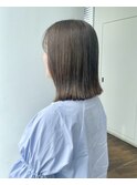 オリーブグレージュ/鎖骨切りっぱなしロブ/髪質改善ストレート