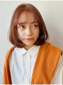 ボブ 暖色 ブリーチなしカラー イメチェン カット カラー