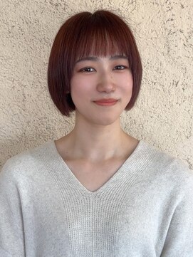 プリモ ココ 鍋島店(Primo coco.) 前髪カット 透明感カラー レッドブラウン ショートボブ 美髪