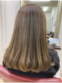極細ハイライトバレイヤージュベージュ