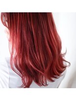 ニコリヘアワークス(nicori hair works)&nbsp;ロング×オレンジレッド1