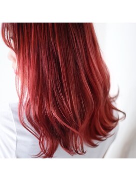 ニコリヘアワークス(nicori hair works) ロング×オレンジレッド1