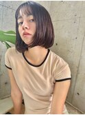 大人ガーリーモードチョコレートカラー小顔スリークボブ艶髪