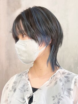 アイティーバイアルバム 八王子店(IT by ALBUM) ブルーグレージュブルーシルバーレイヤーロング_ba483831