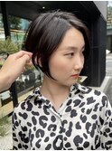 くせ毛多毛前下がりショートボブ黒髪抜け感夏前下がり大人