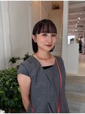 切りっぱなしボブとワイドバング
