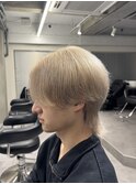 ミルクティーベージュ×センターパートウルフ(名古屋/栄/メンズ)