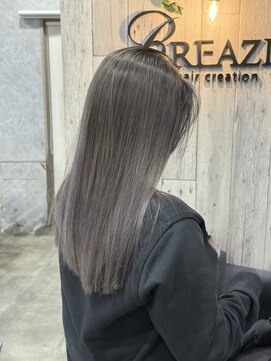 ブリーズ(BREAZE) 【ブリーチ2回】透明感グレージュのエアータッチバレイヤージュ