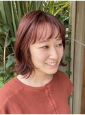 チェリーピンクの小顔ボブ