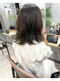 ＊くすみカラー グレージュ 大人ミディアム 外ハネ 三宮美容室