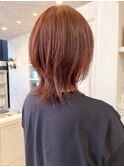 福山市美容室Caary人気 レイヤーウルフ冬カラーチェリーブラウン
