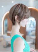 20代30代大人かわいい丸みショートハイライトイメチェン前髪