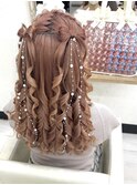 【量産型】編み込みカチューシャ立体リボンハーフツイン