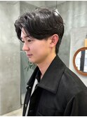 ワンカール毛流れパーマ センターパート20代30代ニュアンス
