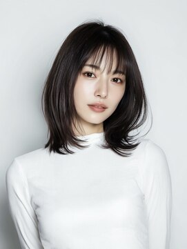 ハーツオオサカ(HE:ARTS OSAKA) 韓国風くびれセミディ×シースルーバング黒髪