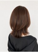 夏映えオレンジブラウンの外ハネレイヤーミディ