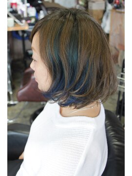 オーバーキャプテンネイキッド(OVER CAPTAIN NAKED) 【トレンドインナーカラー】インディゴブルー×パールアッシュ