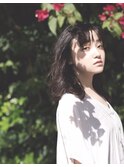 《東住吉区/デザインカラー》くせ毛風ミディアム×暗髪