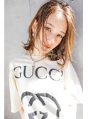 ミディアムヘア暗めカラーデザインカラーフェイスフレーミング
