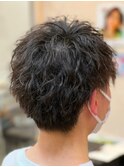 20代30代メンズスパイラルパーマワイルドオシャレ感アッシュ