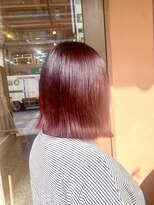 ココカラヘアー ニコ(cococara hair nico) カシスカラー/切りっぱなしボブ/ピンク/レッド/ボブ/韓国風