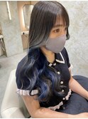 インナーカラーブルー ブルーブラック