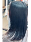 ブルーブラックストレートレイヤー@30代@40代@50代@60代