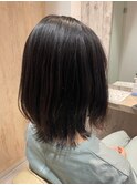 大人かわいいミディアムボブ グレイカラーハイライト