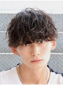 ツイストスパイラルパーマ 刈り上げなしマッシュ