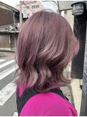 くびれヘア　ピンクラベンダー　シアーカラー　ダブルカラー