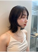 20代30代前髪あり切りっぱなしボブショートボブ黒髪ダークトーン