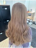 透明感カラーブリーチダブルカラーミルクティーベージュロング