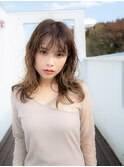 グラデーション無造作セミロング