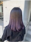 セミロングストレート アッシュヴァイオレットカラー