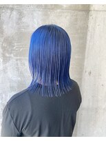 ガルボ ヘアー(garbo hair)&nbsp;#ミディアム#ハイトーン#サファイアブルー#ブリーチ#10代#20代